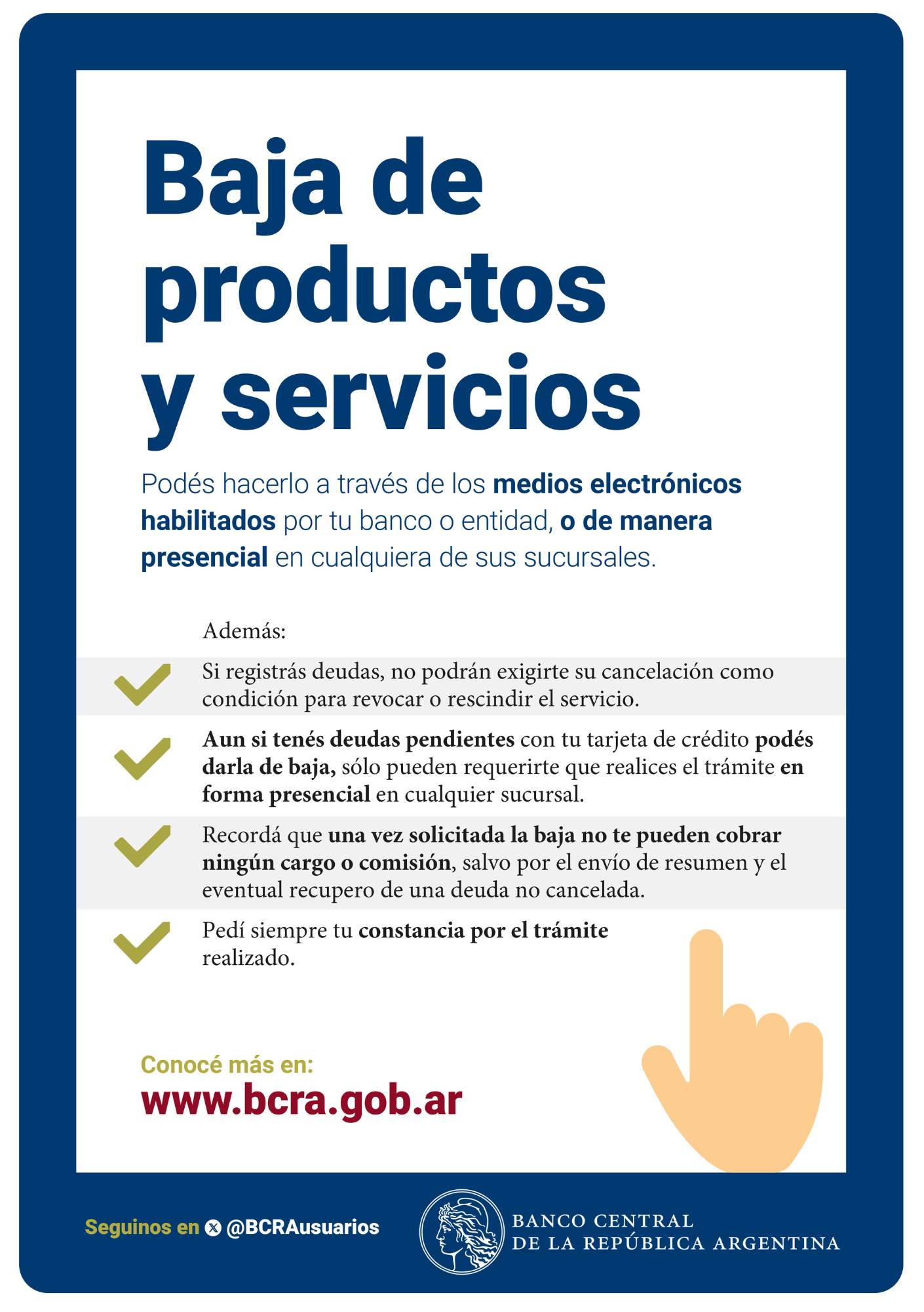 BCRA_2026_2 Cartel BCRA Baja de productos y servicios