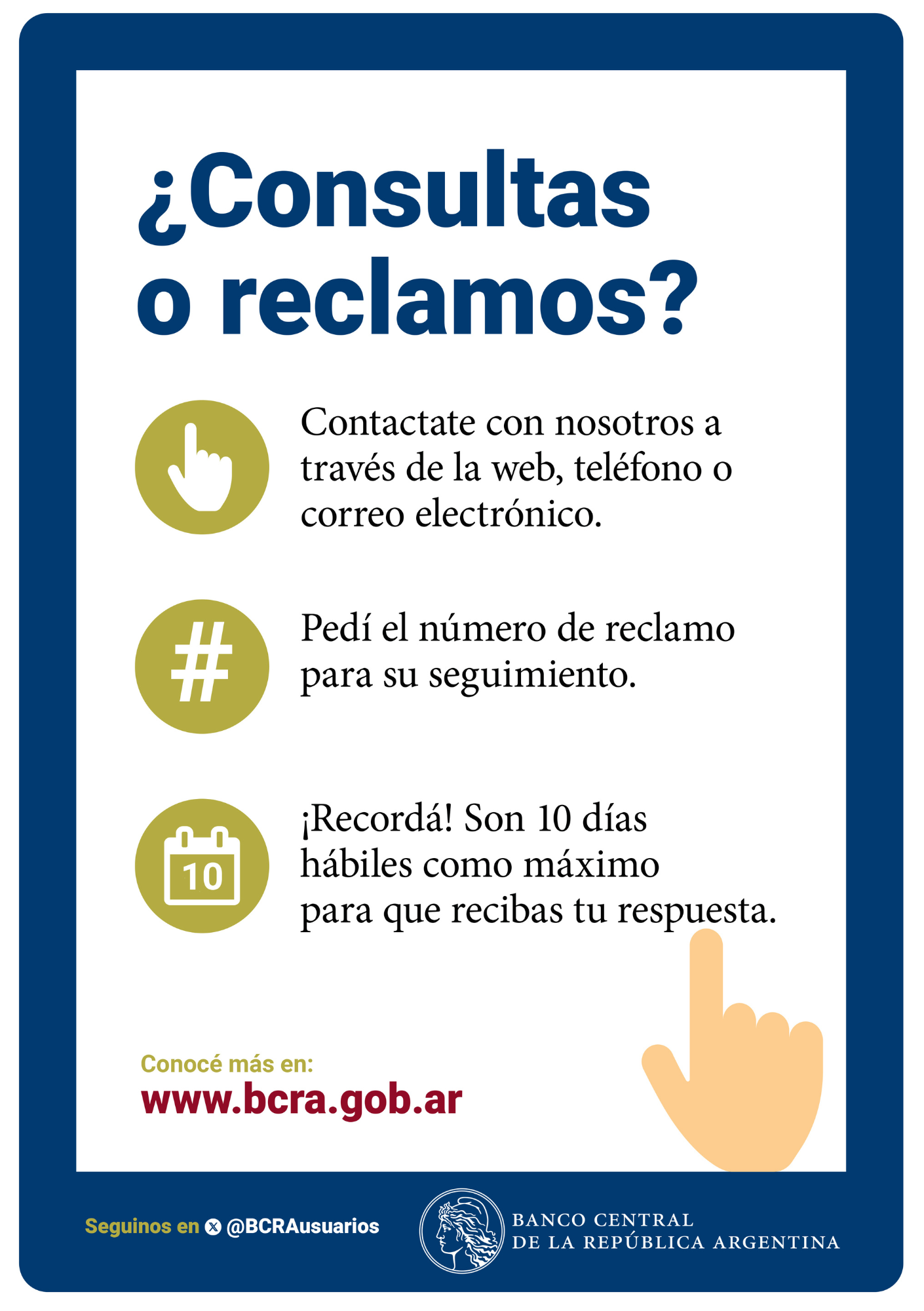 BCRA_2026_5 Cartel BCRA Consultas o reclamos